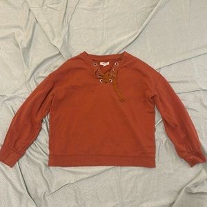 Madewell Rust Lace-Up Sweatshirt
